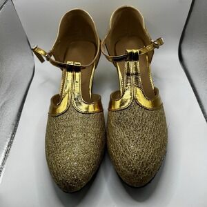 NEW Dance And Sway Women's Size 9 Gold Shoes Heel 2.1"